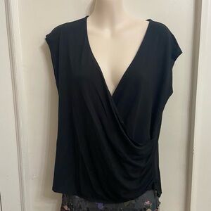 Banana Republic Black V Neck Drop Shoulder Blouse  (L)